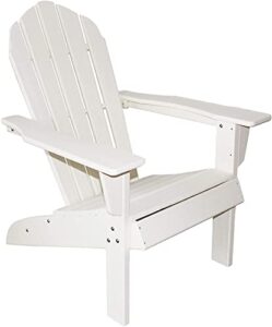 resin teak essential adirondack chair, premium all weather outdoor patio furniture, 20 inch wide seat, up to 350 lbs, outdoor patio chairs for deck, porck & backyard (white)