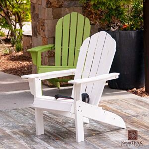 Resin TEAK Essential Adirondack Chair, Premium All Weather Outdoor Patio Furniture, 20 Inch Wide Seat, Up to 350 lbs, Outdoor Patio Chairs for Deck, Porck & Backyard (White)