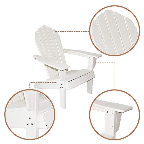 Resin TEAK Essential Adirondack Chair, Premium All Weather Outdoor Patio Furniture, 20 Inch Wide Seat, Up to 350 lbs, Outdoor Patio Chairs for Deck, Porck & Backyard (White)