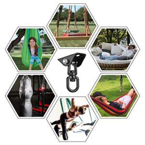 Hammock Hanging Kit,Hanging Chair Hardware 360°Rotating 1200 lb Capacity Hammock Hooks Heavy Duty,Hammock Chair Hanging Kit & Swing Ceiling Hook Snap for Hammock Chair Stand,Seat, Tree,Yoga,Gym(Black)