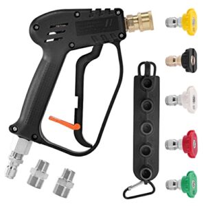 m mingle pressure washer gun with swivel, universal power washer gun with 3/8” quick connect, m22 14mm and m22 15mm fittings