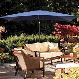 Blissun 10' Rectangular Patio Umbrella Outdoor Market Table Umbrella with Push Button Tilt and Crank (Navy Blue)