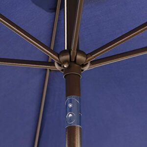 Blissun 10' Rectangular Patio Umbrella Outdoor Market Table Umbrella with Push Button Tilt and Crank (Navy Blue)
