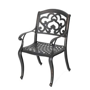 christopher knight home austin outdoor cast aluminum dining chairs, 2-pcs set, shiny copper
