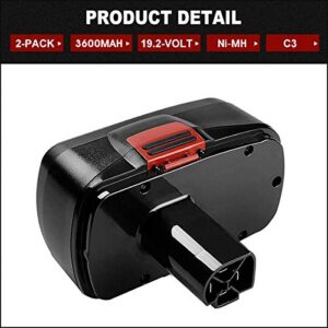 Replacement Battery for Craftsman 19.2V Battery DieHard C3 Compatible with Craftsman 19.2 Volt Battery 315.115410 315.11485 130279005 1323903 120235021 11375 11376 Cordless Drills 2 Packs 3.6Ah