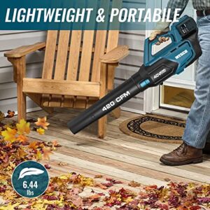 Leaf Blower, WESCO 40V Max Cordless Leaf Blower with Battery and Fast Charger, 420 CFM, 2 x 20V 2.0Ah Li-ion Battery, Handheld Sweeper for Blowing Leaves, Dust, Debris