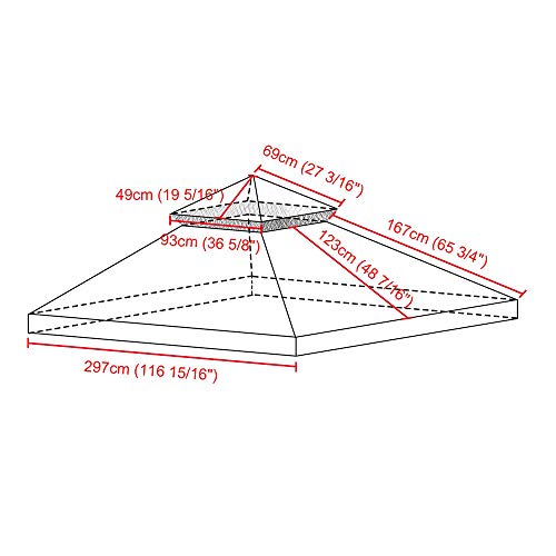 Yescom 117"x117" Canopy Top Replacement Y00397T04 Green for Smaller 10'x10' Dual-Tier Gazebo Cover Patio Garden Outdoor