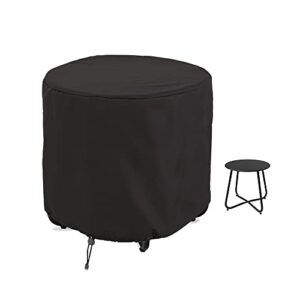 patio steel patio side table cover weather resistant heavy duty small outdoor round end table covers, 18″ d x 16″ h, black