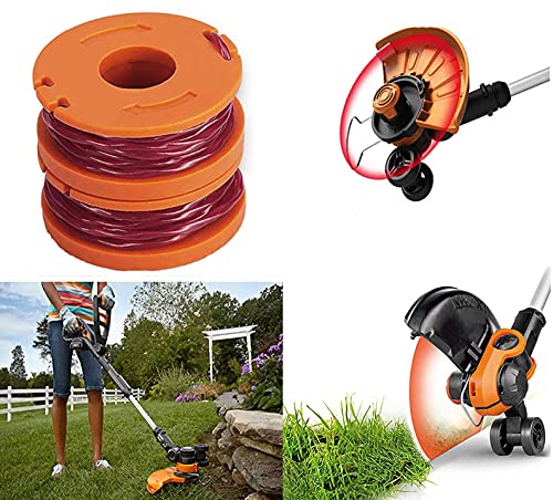 KAKO Replacement Spool for Worx Weed Eater String,10ft 0.065" Trimmer Spool Line for Worx WA0010 WA0004 WG151 WG155 WG163 WG170 WG175 WG180 Weed Wacker String(12 Spools+2Caps)