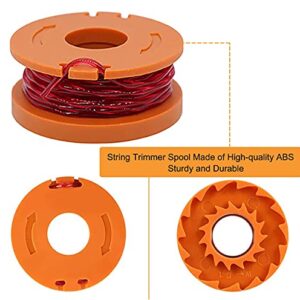 KAKO Replacement Spool for Worx Weed Eater String,10ft 0.065" Trimmer Spool Line for Worx WA0010 WA0004 WG151 WG155 WG163 WG170 WG175 WG180 Weed Wacker String(12 Spools+2Caps)