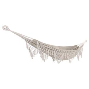 bliss hammocks bh-400fr hammock in a bag with fringe, cotton, portable, supports up to 250-pounds for camping, hiking and outdoors, natural