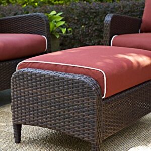 Crosley Furniture KO70067BR-SG Kiawah Outdoor Wicker Ottoman, Sangria