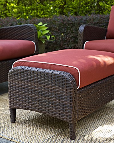 Crosley Furniture KO70067BR-SG Kiawah Outdoor Wicker Ottoman, Sangria