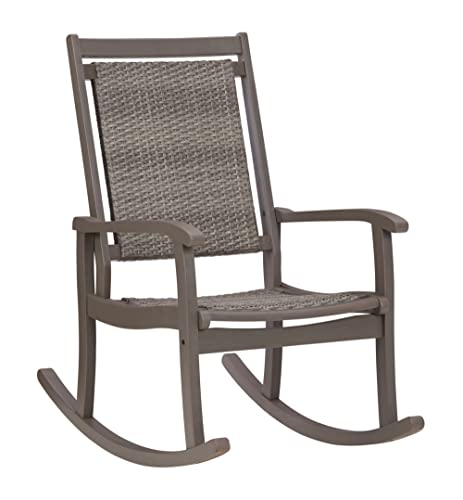 Signature Design by Ashley Outdoor Emani Eucalyptus Patio Rocking Chair, Gray