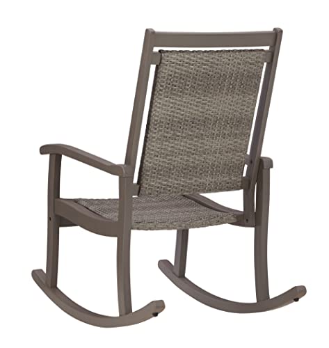 Signature Design by Ashley Outdoor Emani Eucalyptus Patio Rocking Chair, Gray