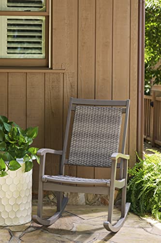 Signature Design by Ashley Outdoor Emani Eucalyptus Patio Rocking Chair, Gray