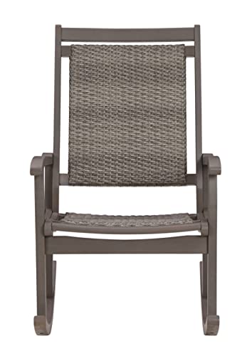 Signature Design by Ashley Outdoor Emani Eucalyptus Patio Rocking Chair, Gray