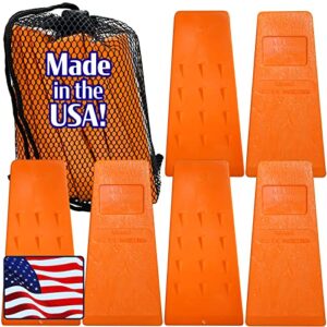 Cold Creek Loggers - Made in The USA! - 5.5" Orange Spiked Tree Wedges for Tree Cutting Falling, Bucking, Felling Wedges Chainsaw Loggers Supplies- Set of 6 Plus Free Carrying Bag