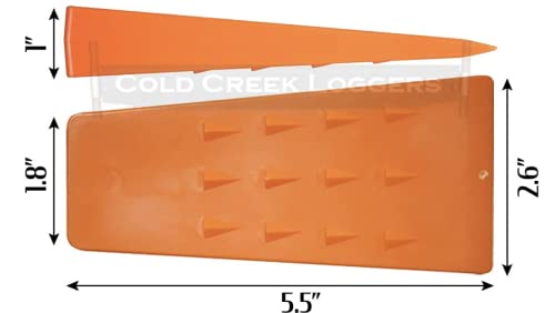 Cold Creek Loggers - Made in The USA! - 5.5" Orange Spiked Tree Wedges for Tree Cutting Falling, Bucking, Felling Wedges Chainsaw Loggers Supplies- Set of 6 Plus Free Carrying Bag