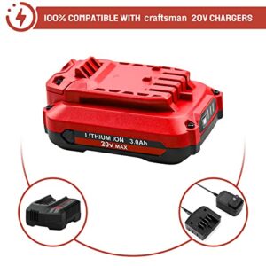 GERIT BATT Upgraded 3.0Ah 20 Volt Replacement for CMCB202 Battery Compatible with Craftsman 20V Battery V20 Lithium CMCB202-2 CMCB201 CMCB204 CMCB204-2 Cordless Power Tools Battery