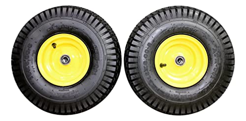 (Set of 2) 15x6.00-6 Tires & Wheels 4 Ply for Lawn & Garden Mower Turf Tires .75" Bearing (Because we supply a precision ball bearing the shaft must be clean and straight for them to fit properly)