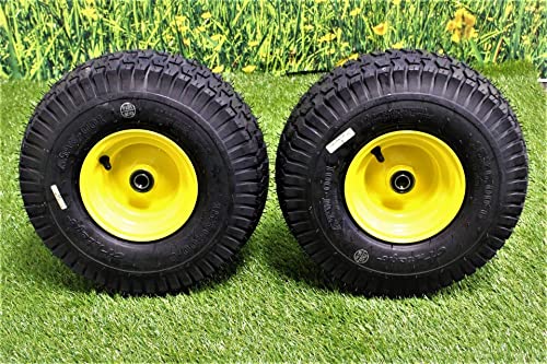 (Set of 2) 15x6.00-6 Tires & Wheels 4 Ply for Lawn & Garden Mower Turf Tires .75" Bearing (Because we supply a precision ball bearing the shaft must be clean and straight for them to fit properly)