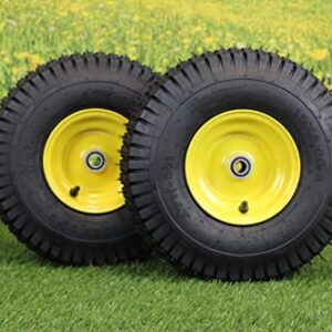 (Set of 2) 15x6.00-6 Tires & Wheels 4 Ply for Lawn & Garden Mower Turf Tires .75" Bearing (Because we supply a precision ball bearing the shaft must be clean and straight for them to fit properly)