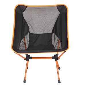 portable chair, simple operation compact outdoor chair aluminum frame small after folding nylon mesh with a stable four arm design for fishing(orange)