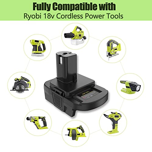 Echoyee for Dewalt & for Milwaukee to Ryobi Battery Adapter, Fit for Dewalt 18v-20v & for Milwaukee 18v M18 Lithium Batteries, DM18RL Converter use for Ryobi 18v ONE+ Cordless Power Tools