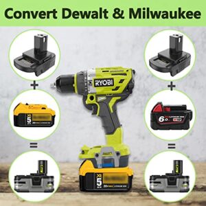Echoyee for Dewalt & for Milwaukee to Ryobi Battery Adapter, Fit for Dewalt 18v-20v & for Milwaukee 18v M18 Lithium Batteries, DM18RL Converter use for Ryobi 18v ONE+ Cordless Power Tools
