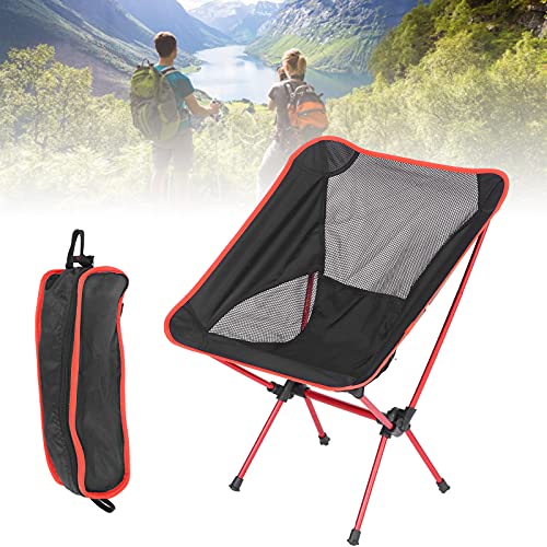 Portable Chair, Simple Operation Compact Outdoor Chair Aluminum Frame Small After Folding Nylon Mesh with A Stable Four Arm Design for Fishing(Big red)