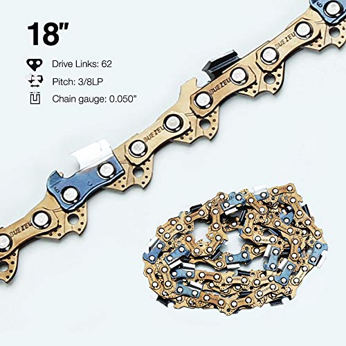 Buezeu (3 Pack) 18 inch chainsaw chain 3/8"LP .050" Gauge, 62 Drive Links for Echo, Poulan, Remington (18-Inch 62DL).