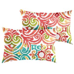 mozaic home az701421sp indoor/outdoor knife edge lumbar pillow set, 12″ x 24″, multicolor