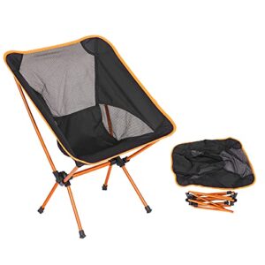 Outdoor Camping Chair, Aluminum Alloy Portable Chair Wide Uses Aluminum Frame Nylon Mesh for Barbecue(Orange)