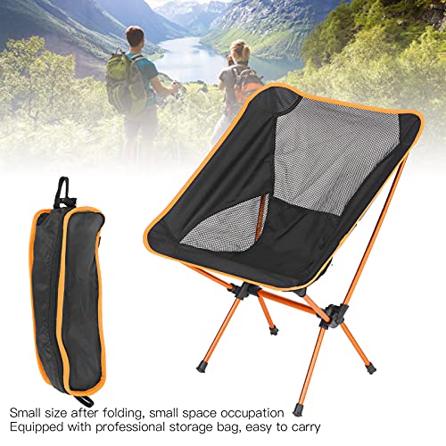 Outdoor Camping Chair, Aluminum Alloy Portable Chair Wide Uses Aluminum Frame Nylon Mesh for Barbecue(Orange)