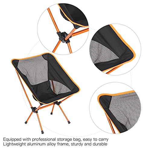 Outdoor Camping Chair, Aluminum Alloy Portable Chair Wide Uses Aluminum Frame Nylon Mesh for Barbecue(Orange)