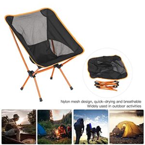 Outdoor Camping Chair, Aluminum Alloy Portable Chair Wide Uses Aluminum Frame Nylon Mesh for Barbecue(Orange)