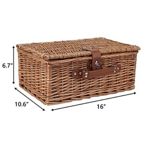 Picnic Basket for 2, Willow Hamper Set with Insulated Compartment, Handmade Large Wicker Picnic Basket Set with Utensils Cutlery - Perfect for Picnic, Camping, or Any Other Outdoor