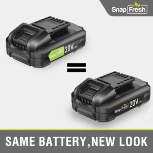 SnapFresh 20V Lithium Battery - 2.0Ah Li-ion Battery Packs for Cordless Tools, Long Life Battery Work with All Cordless Tools Only, Lithium-Ion Battery Support Fast Charging (BBT-DC20A)