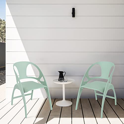 Giantex Folding Dining Chairs Set of 2, Outdoor Plastic Dining Chairs with Armrest and High Backrest, 330 LBS Modern Dining Chairs for Dining Room Kitchen, Green