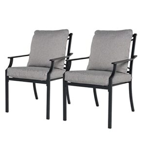 grand patio 2 pieces dining chairs,outdoor chairs,patio fixed dining chair set of 2,with gray olefin cushions