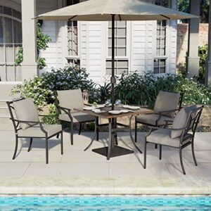 Grand patio 2 Pieces Dining Chairs,Outdoor Chairs,Patio Fixed Dining Chair Set of 2,with Gray Olefin Cushions