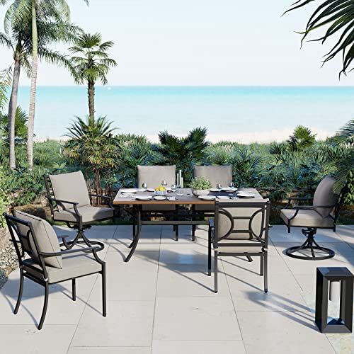 Grand patio 2 Pieces Dining Chairs,Outdoor Chairs,Patio Fixed Dining Chair Set of 2,with Gray Olefin Cushions