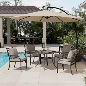 Grand patio 2 Pieces Dining Chairs,Outdoor Chairs,Patio Fixed Dining Chair Set of 2,with Gray Olefin Cushions