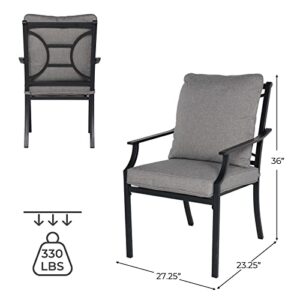 Grand patio 2 Pieces Dining Chairs,Outdoor Chairs,Patio Fixed Dining Chair Set of 2,with Gray Olefin Cushions