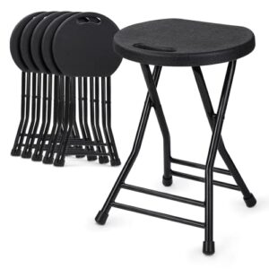 magshion foldable stool with handle indoor outdoor 6 pack backless folding stool sturdy 230lbs capacity, 18 inch black
