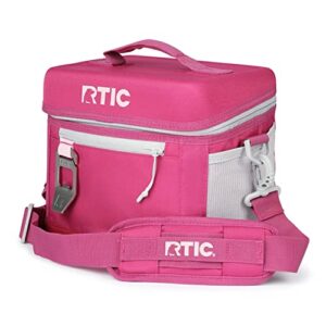 rtic 8 can everyday cooler, soft sided portable insulated cooling for lunch, beach, drink, beverage, travel, camping, picnic, for men and women, very berry