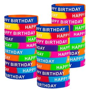 40 pieces happy birthday rubber bracelets, colored happy birthday wristbands for kids,student, silicone classroom birthday gift from teacher,birthday party supplies(10 styles)