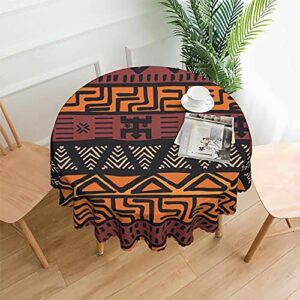 African Mud Cloth Tribal Print Round Tablecloth - 60 Inch, Water Resistant Spill Proof Washable Polyester Table Cloth,for Outdoor Picnic, Ktchen and Holiday Dinner