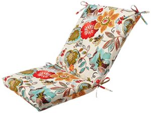 pillow perfect outdoor/indoor alatriste ivory squared corners chair cushion, 36.5″ x 18″ x 3”, floral,green